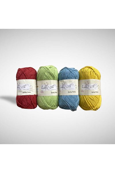 Masal Örgü Evi Punch and Amigurumi Thread Set of 4 100% Cotton
