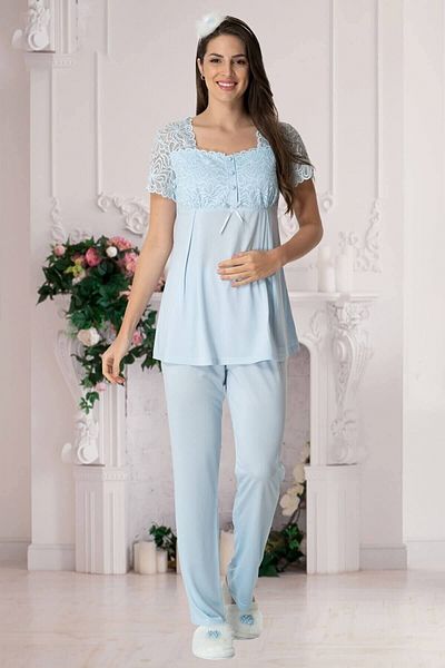 Bestin Set de pijamale de maternitate pentru femei, albastru turcoaz
