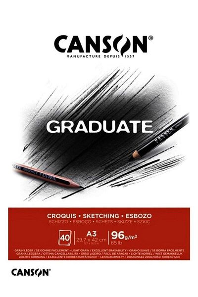 Canson GrAduAte Croquıs Sketch Block - 40 Sheets A3, 96 grams