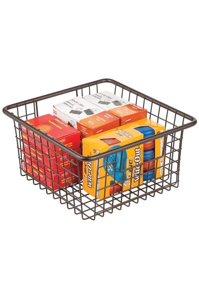 GO DEKOR Black Square Cut Multi-Purpose Small Basket - 26X23X13 cm