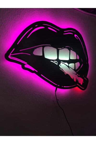 dekoraven Dudak Led Işıklı Ahşap Tablo