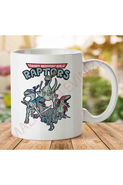 ART HEDİYE كوب مطبوع على الجانبين من Ninja Turtles من Mesozoic Ninja Raptors