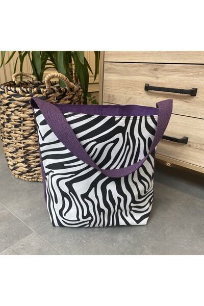 Kiiro Mor Askılı Zebra Desenli Büyük Çanta