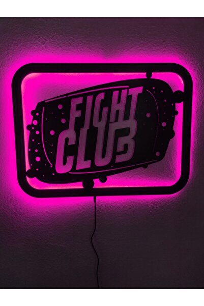 Genel Markalar Fight Club Led Işıklı Ahşap Tablo