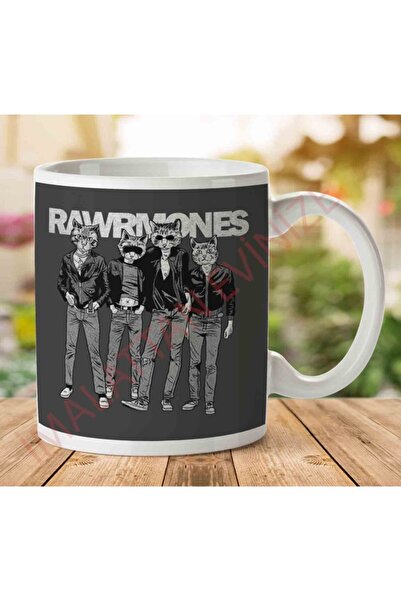ART HEDİYE كوب مطبوع عليه وجهين من Rawrmones Cat Ramones