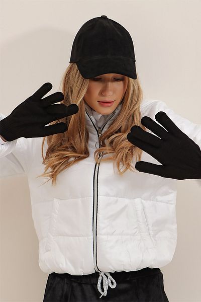Trend Alaçatı Stili Woman's Black Knitted Gloves ALC-A2415
