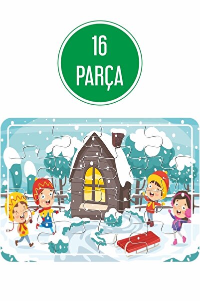 LİPYOS Sevimli Tavşanlar Ve Biz, Tren, Yılbaşı Ve Karda Oyun, Aydede Ahşap 4'lü Puzzle Seti