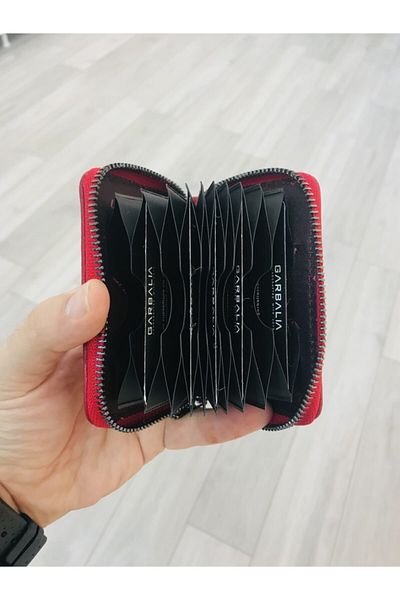 Garbalia Clovis Genuine Leather Accordion Red Card Holder