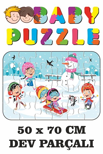 LİPYOS Kardan Adam Karda Oyun Yeni Yıl Dev Parçalı Eğlenceli Puzzle 50x70 Cm