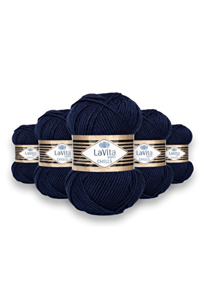 LaVita Yarn حبل الحياكة اليدوية من تشيلز، 5 عبوات، خيوط تاكا (9779-أزرق داكن)