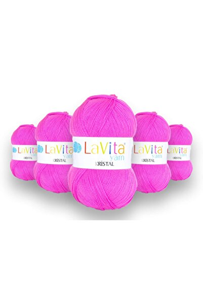 LaVita Yarn Κρυστάλλινη ίνα Amigurimi Πλεκτό στο χέρι Νήματα 5 τεμαχίων Πακέτο Taka Yarn (4144-light Fusya)