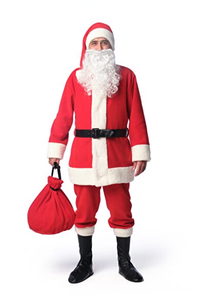 Tülü Akkoç Lüks Noel Baba Yılbası Yetişkin Kostüm 7 Parça Tak21yk001