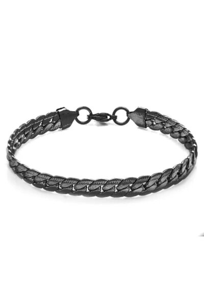 TREND COLLECTİON Snake Model Unisex Tarnish Resistant Steel Bracelet Black