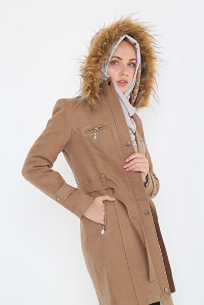 KMKkombin Γυναικεία νεανική αθλητική ζώνη με φερμουάρ Λεπτομερή κοντό παλτό από κασμίρ