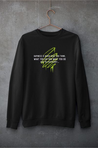 Raf Coll Μαύρο φούτερ Unisex με ψηφιακή στάμπα με λαιμόκοψη