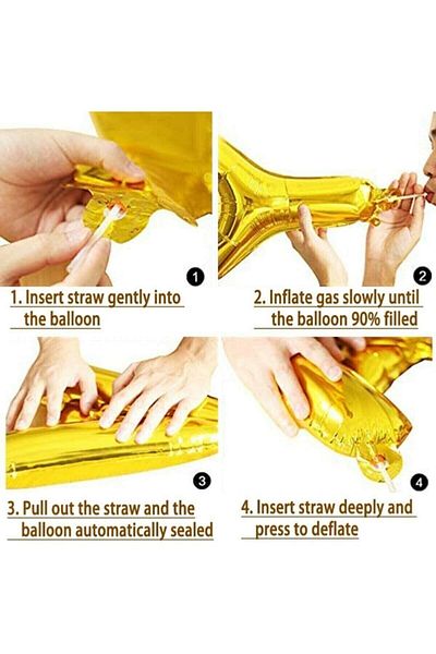 ikm balon 40 Inch Helium Gold Colored Foil Balloon - 3 Figures, 100 cm
