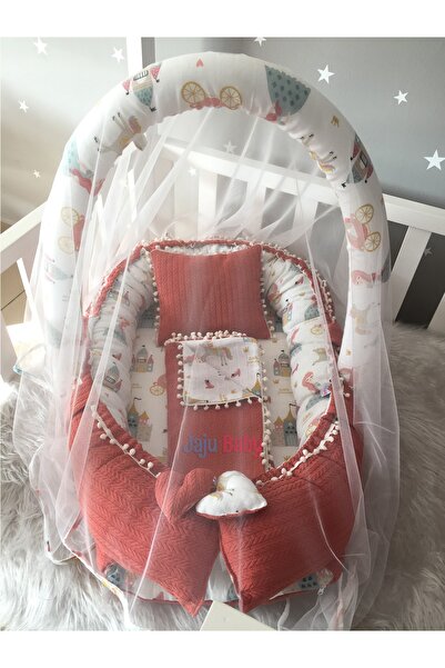 Babynest Tile Mesh Fabric Muslin Pompom Jaju Babynest - Baby Blanket Toy Apparatus And Tulle Set