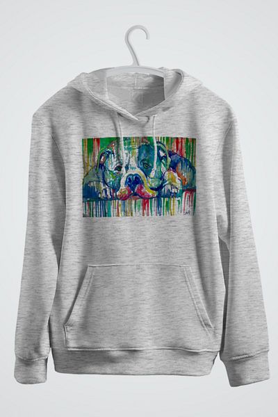 karikatürstore Pit Bull Resting On The Floor Printed Hooded Sweatshirt