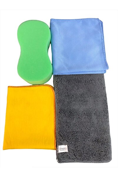 Mikrofiberim Premium Microfiber Car Washing and Drying Set of 4 (AUTO SPONGE, GLASS CLOTH, BODY CLOTH, VEHICLE DRYING)