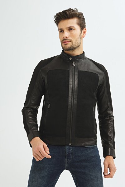 İkbal Connor Siyah Hakiki Deri Mont Erkek