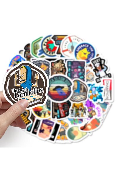 CajuArt 50 Pieces Non-Repeated Travel Adventure Quality PVC Sticker 06
