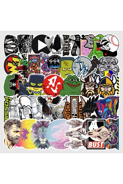 CajuArt 50 Pieces Unrepetitive Mixed Style Modern Pvc Sticker 016