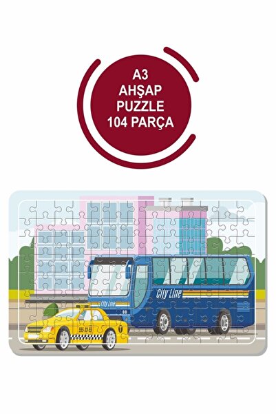 LİPYOS Otobüs Ve Taksi A3 104 Parça Puzzle, Oyuncak, Yapboz