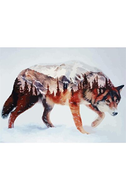 kendinyaphobi Σετ ζωγραφικής με αριθμούς Wolf με κορνίζα και κρίκο