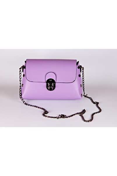 Cicomagaza Γυναικεία τσάντα ώμου σε λιλά μαύρη αλυσίδα