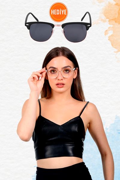 JULIANO Transparent Blue Light Protective Glasses + Clubmaster Glasses Gift