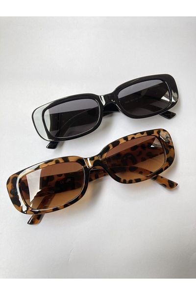 LOOKUP Lookup Set of 2 Leopard and Black Unisex Sunglasses Vintage Retro