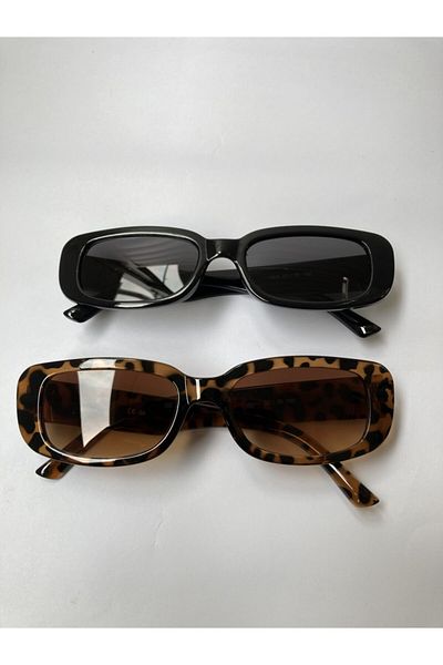 LOOKUP Lookup Set of 2 Leopard and Black Unisex Sunglasses Vintage Retro
