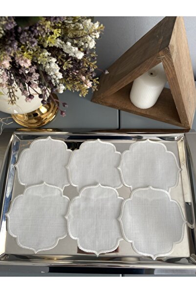 LİNDA MİA طقم مناديل كوكتيل مكون من 6 قطع باللون الأبيض