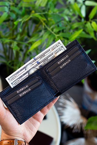 Garbalia Genuine Leather Navy Blue Men's Magnet Wallet 20611108802