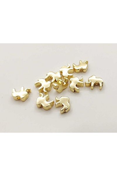 yiğit aksesuar 5 Pieces Shiny Gold Plated Spacer Elephant Figure