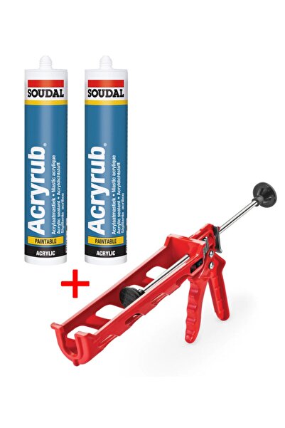 Soudal Bej Silikonize Mastik 500 gram 2 Adet + Silikon Tabancası Set