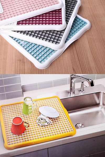Neptün Life Countertop Drain Dish Dryer Large Size Pink Color