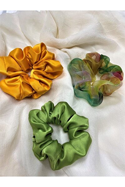 Chamis مجموعة إبزيم مطاطي من الساتان الأورجانزا