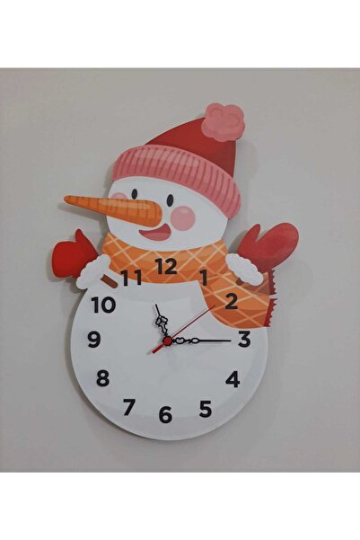 TUĞBArt 40x40 Cm Kardan Adam Çocuk Duvar Saati Renkli Eğlenceli Lazer Kesim U...