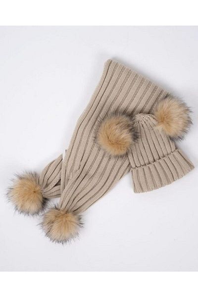 DABİSOCKS Set eșarfă și beretă pentru copii cu pompon