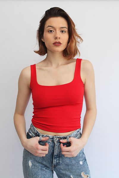 Rosse Butik Women's Red Strappy Crop Top