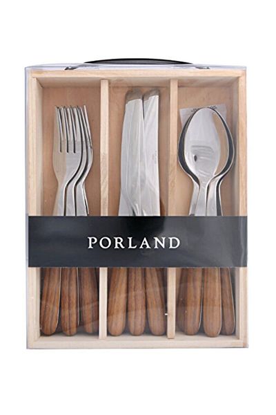 Porland Acacia Fork Spoon Knife Set 18 Pieces
