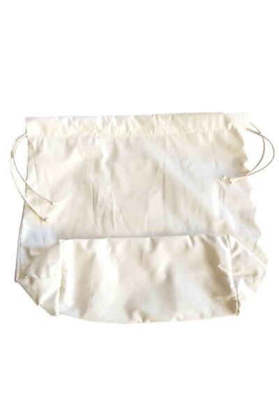 angel çanta aksesuar Örgü Çantaya Hazır Astar Tabanlı Büzgülü 22x12cm Krem