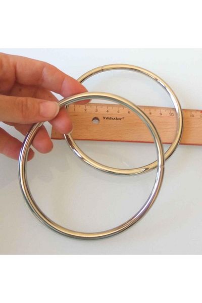 angel çanta aksesuar Mâner de poșetă din metal de culoare argintie 11 cm