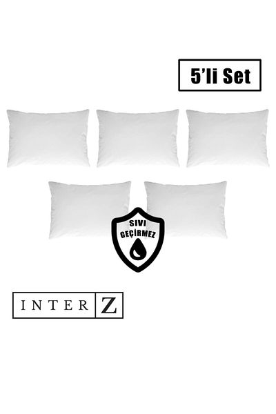 INTER Z Set of 5 Liquid Proof Pillow Protector Mattress Cover with Zipper, 50x70 cm