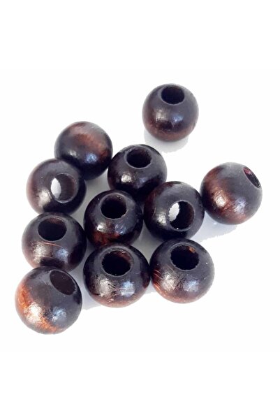 angel çanta aksesuar 22 mm 10 komada drvenih okruglih perli tamne boje