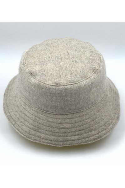 ZELİCE TASARIM Beige Wool and Caramel Chanel Fabric Double Sided Winter Hat Spsy05 - Zelice
