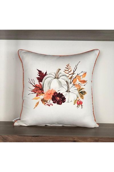 KIRLENTİM E920 Digital Printed Double Sided Patterned Throw Pillow Cover with Piping Edges