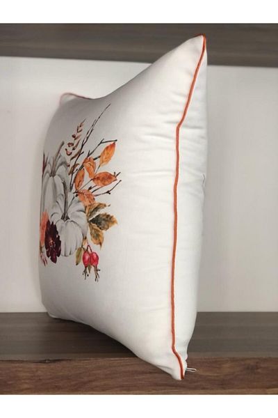 KIRLENTİM E920 Digital Printed Double Sided Patterned Throw Pillow Cover with Piping Edges