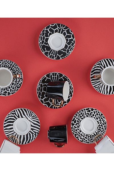ACAR Wild Jungle 6-Piece Porcelain Coffee Cup Set